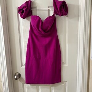 Fashion Nova Pink Puff Sleeve Bodycon Mini Dress